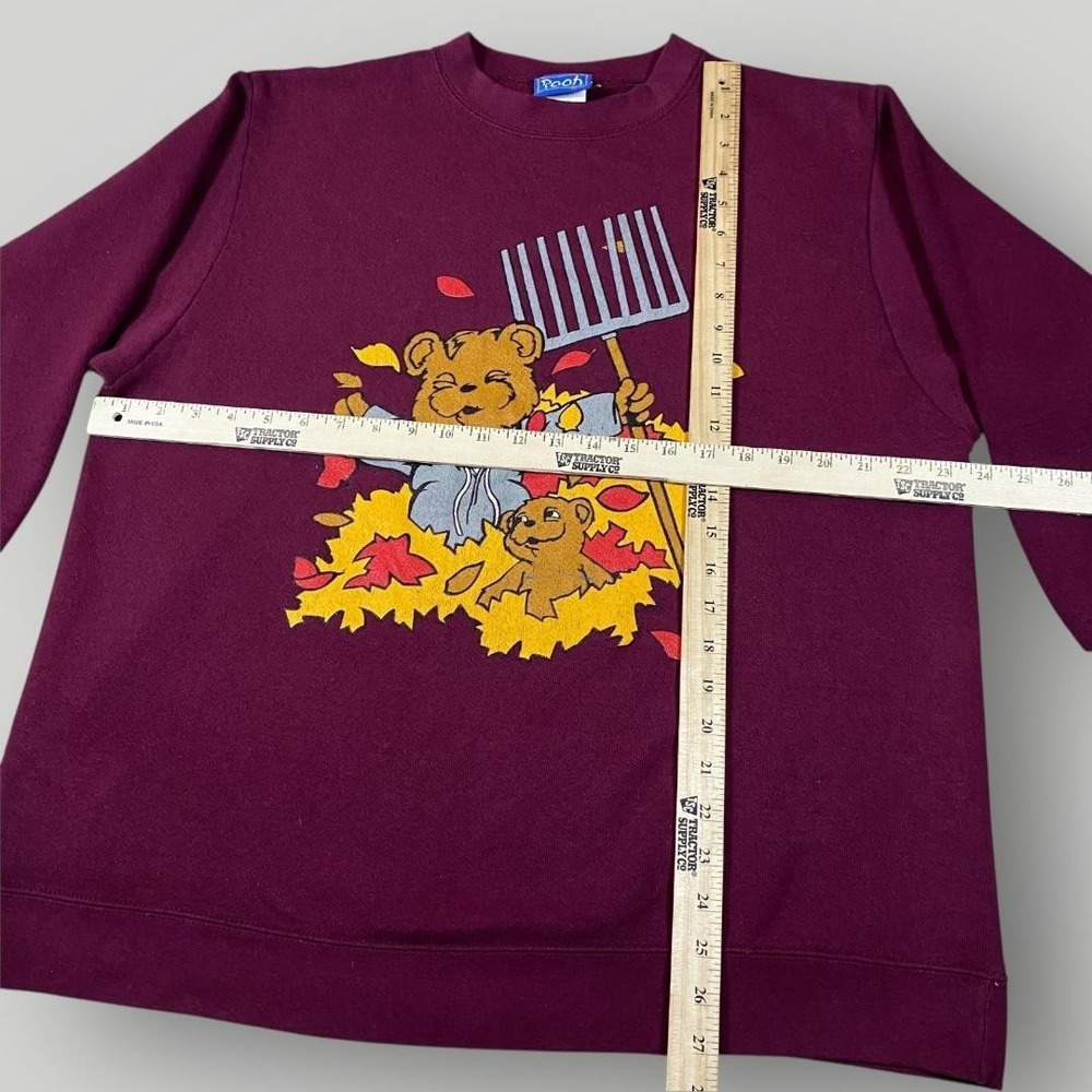 Vintage Pooh Sweatshirt Womens 2X‎ Burgundy Fall Bears Leaves Disney 90s - Picture 6 of 10